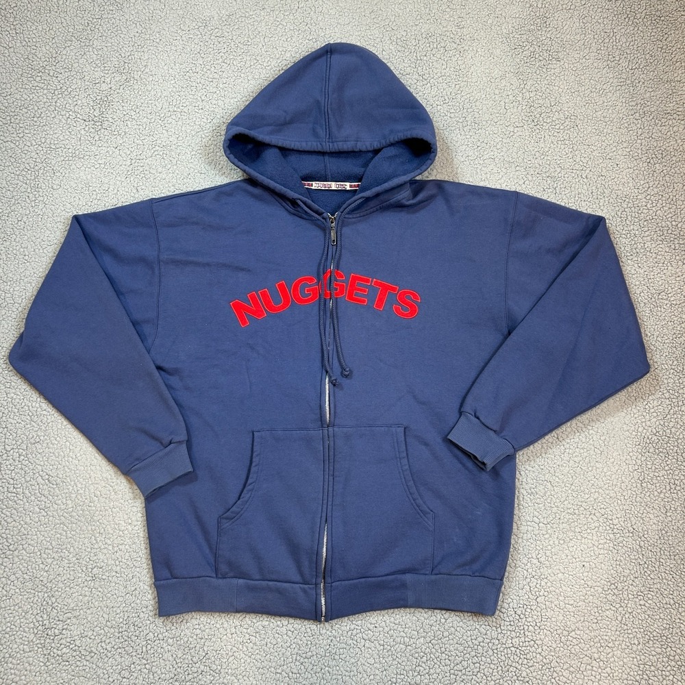Vtg‎ Moonlight Graham Nuggets Full Zip Hoodie Spellout Mens Size Large Blue